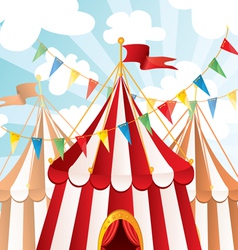 Circus striped tent with flags Royalty Free Vector Image