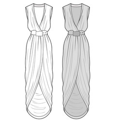 Dress fashion flat sketch template25 Royalty Free Vector