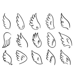 Wings hand drawn lettering doodle elegant angel Vector Image