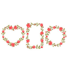 Watercolor floral round frame of red roses Vector Image