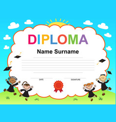 Kids diploma certificate background design Vector Image