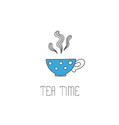 Hand drawn of polka dot tea cup with Royalty Free Vector