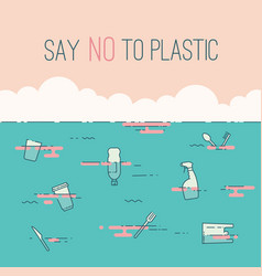 Fish say no to plastic cartoon Royalty Free Vector Image