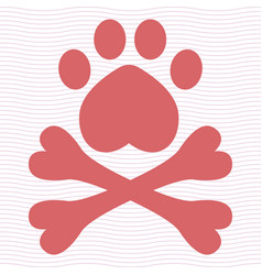 Animal pirate flag with paw and cross bones pink Vector Image