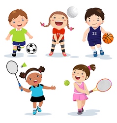 Various sports kids on a white background Vector Image