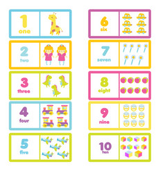 Count from one to ten cute characters and numbers Vector Image