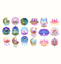 Set color badges emblems for ramadan kareem vector