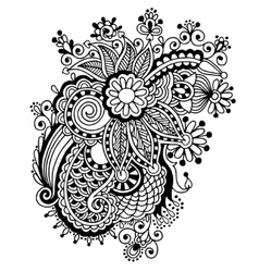 Black line drawing of paisley design flower Vector Image