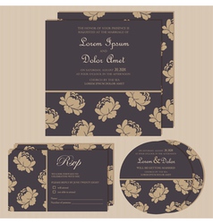 Dark Wedding Invitations With Fl Background Vector Image