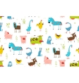 bright fun cartoon farm domestic animals seamless vector image vector image