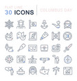 set line icons columbus day vector image