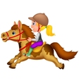 Cartoon boy and girl riding a pony horse Vector Image