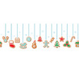 christmas gingerbread cookies garlands horizontal vector image