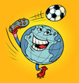 planet earth is a character like a football player vector image vector image