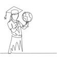 education concept one line drawing young happy vector image