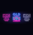 Old school neon sign retro music design Royalty Free Vector