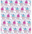 girl and boy ice cream character and cherry pink vector image