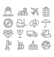 logistic and delivery line icons vector image