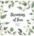 floral card design eucalyptus seeded greenery vector image