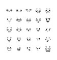hand drawn funny smiley faces happy kawaii style vector image