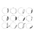 set of beautiful feather wreath vector image vector image