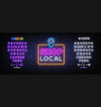 shop local neon sign shoping neon design vector image vector image