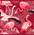 tropical flamingo bird seamless summer pattern vector image vector image