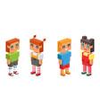 3d isometric children kids people concept flat vector image