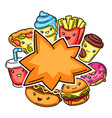 background with cute kawaii fast food meal vector image vector image