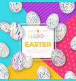 easter background with square frame and colorful vector image vector image