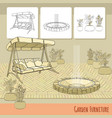 swing paving fountain and flowers in pot garden vector image