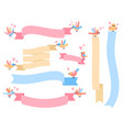birds with ribbon cute little flying vector image vector image