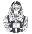 hand drawn a monkey astronaut chimpanzee vector image