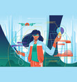 flat young attractive woman in high tech world vector image