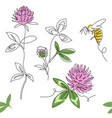 clover flowers pattern with bee one vector image vector image