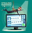 hacker stealing password thief character vector image