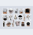 set of cute witch stickers collection hand vector image