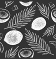 coconut with palm leaves seamless pattern hand vector image vector image