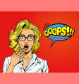 pop art surprised blonde girl vector image vector image