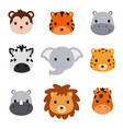 baby shower cute safari animals set of 9 animal vector image