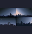 collection cities in night vector image
