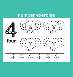 Number exercise with cartoon coloring book Vector Image