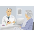 patient having consultation with mature doctor vector image