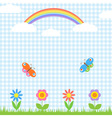 flowers butterflies and rainbow vector image vector image