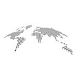 dotted map world side view distortion black vector image