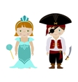 cute kids in halloween costumes cartoon vector image
