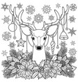 christmas deer outline composition vector image