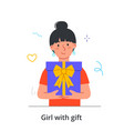 girl with gift vector image vector image