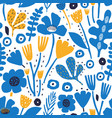 seamless floral pattern with hand drawn flowers vector image