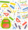 seamless pattern with school stationery vector image